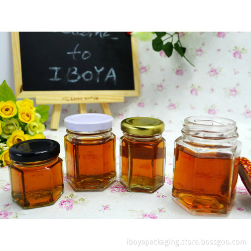 Small Glass Hexagon Honey/Jam/Coconut Oil Jars 45ml, 55ml, 90ml, 110ml